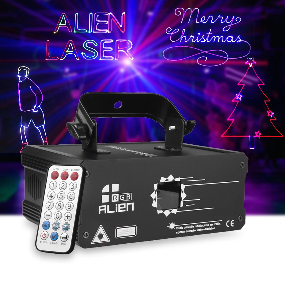 Лазерный эффект освещения сцены ALIEN мощностью 500 МВт 1 Вт RGB, приложение Bluetooth, удаленная анимация, лазерный проектор, DMX-сканер, освещение для дискотеки DJ, освещение для вечеринок