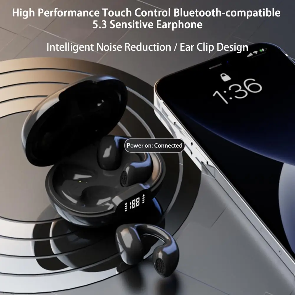 Спортивные наушники D101 с зажимом для ушей с костной проводимостью, Стерео Объемный Bluetooth-совместимый звук 5.3 HiFi, Беспроводные наушники H