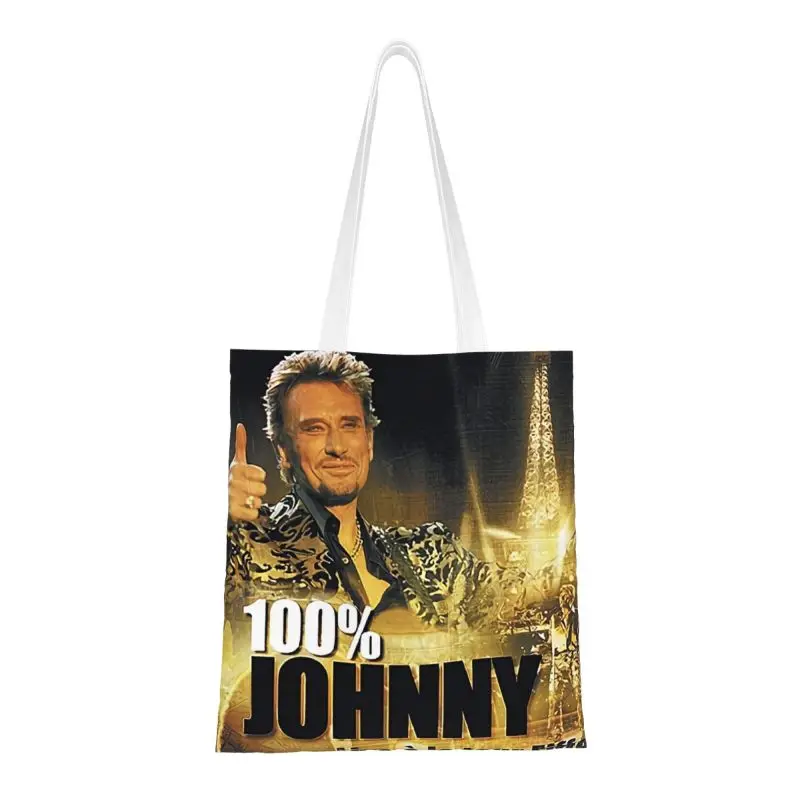 Многоразовая хозяйственная сумка Johnny Hallyday Женская холщовая сумка через плечо Портативные сумки для покупок французской рок-певицы