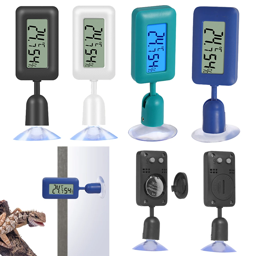 Термометр-гигрометр для рептилий с присоской, цифровой измеритель температуры и влажности для террариума, аксессуары для рептилий