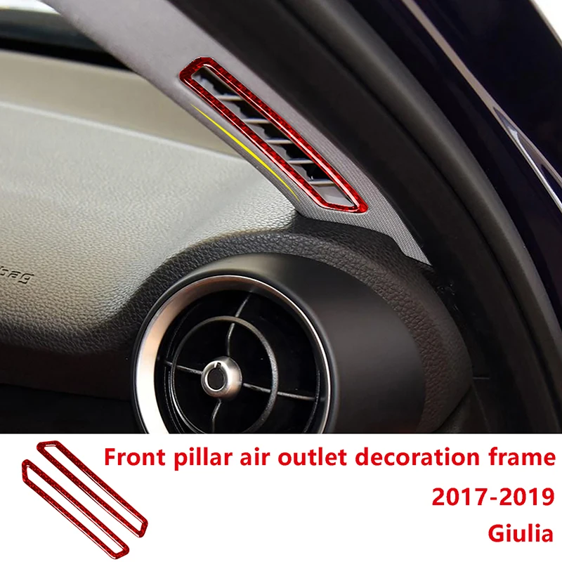Декоративная рамка для воздуховода передней стойки, красные автомобильные наклейки из углеродного волокна для Alfa Romeo Giulia 2017-2019, Аксессуары для интерьера