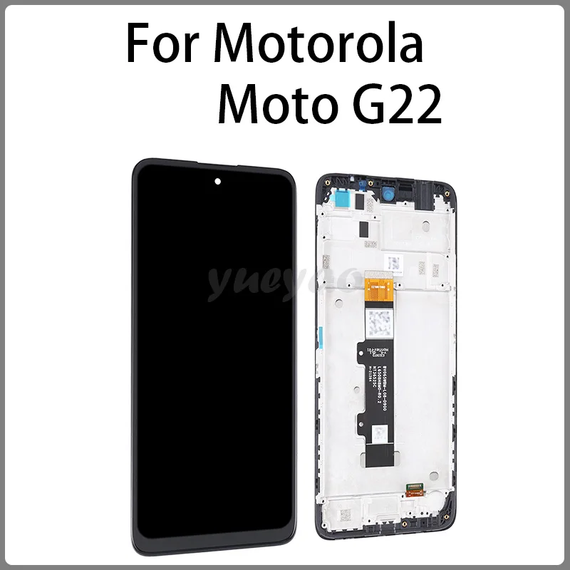 ЖК-дисплей с сенсорным экраном и цифровым преобразователем в сборе (с рамкой) Запасные части для Motorola Moto G22