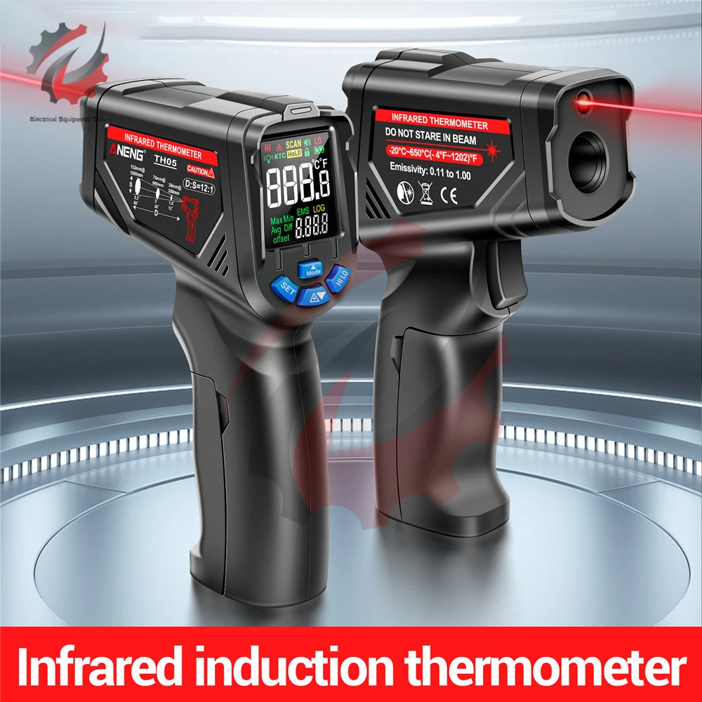 Цифровой инфракрасный термометр TH05 Температурный пистолет 20 ℃ ~ 650 ℃ Ручной бесконтактный ИК-лазерный термометр для духовки барбекю