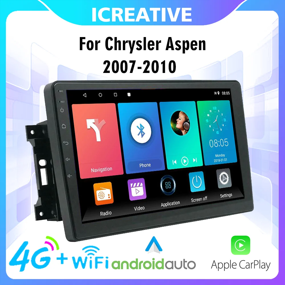 2 Din Carplay Автомобильный Радио Мультимедийный Видеоплеер 10,1 Дюймов Навигация GPS Для Chrysler Aspen 2007-2010 Android Головное Устройство