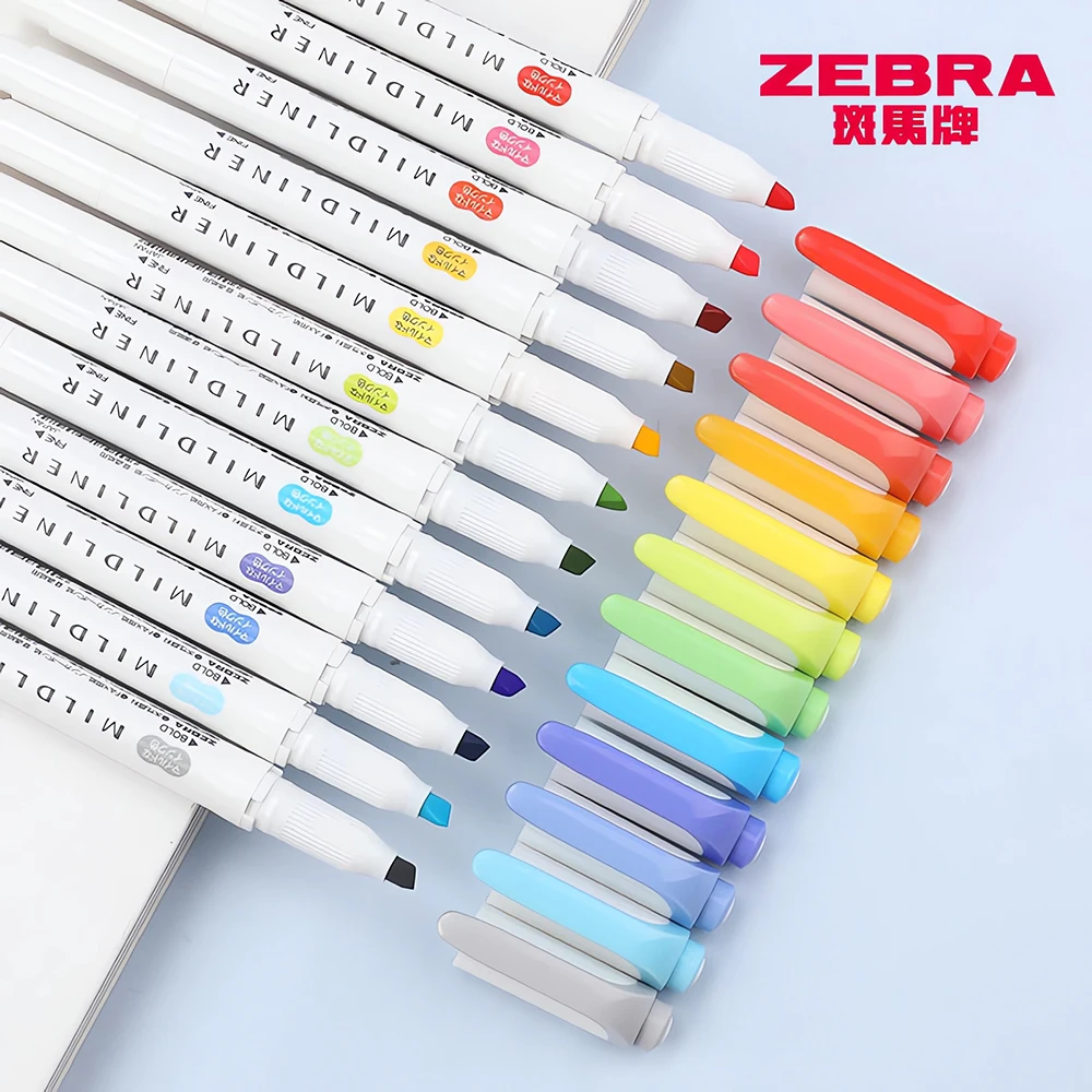 Маркер-маркер ZEBRA Highlighter WKT7, Красочный двусторонний маркер Do, Заметки для руководства, канцелярские принадлежности для студентов, офисные принадлежности для рисования