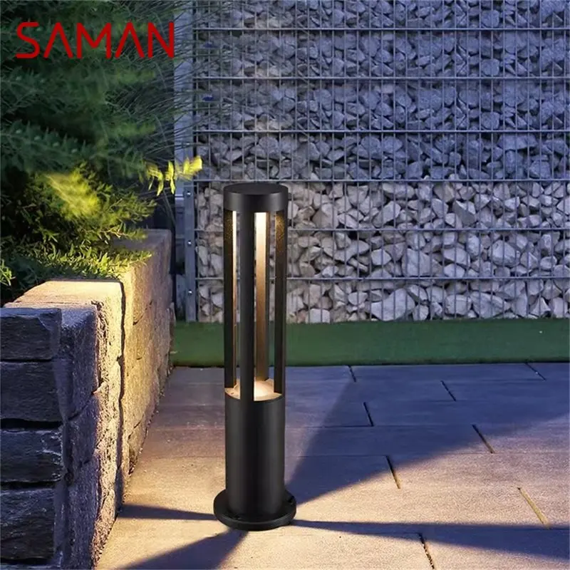 Уличная лампа для газона SAMAN Black, современный светодиодный водонепроницаемый светильник для дома, виллы, сада
