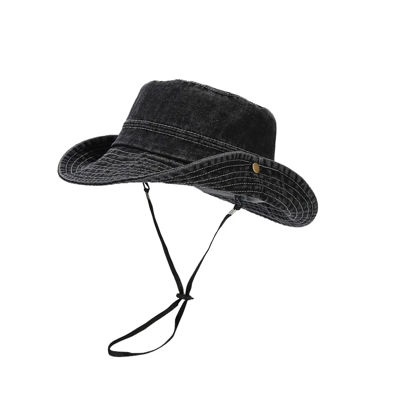 Модные выстиранные джинсовые шляпы Унисекс, Однотонная Винтажная Летняя Рыбацкая кепка, Шляпа для женщин, Мужская Панама-ведро, защита от солнца