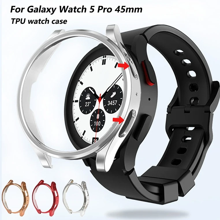 Чехол для часов Samsung Galaxy Watch 5 Pro 45 мм с мягкой защитной оболочкой из ТПУ с гальваническим покрытием, полупакетный чехол для аксессуаров