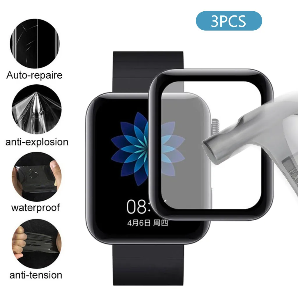 3 шт. Прозрачный ремешок для умных часов, взрывозащищенная прозрачная ультрапленочная мягкая защитная пленка из ПЭТ-материала для смарт-часов Xiaomi