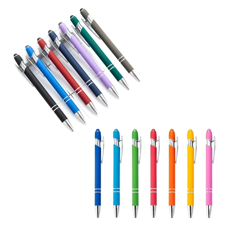 7шт Шариковых ручек 2 в 1 с наконечниками для стилуса, выдвижными сенсорными экранами, шариковая ручка среднего размера, черная ручка для письма