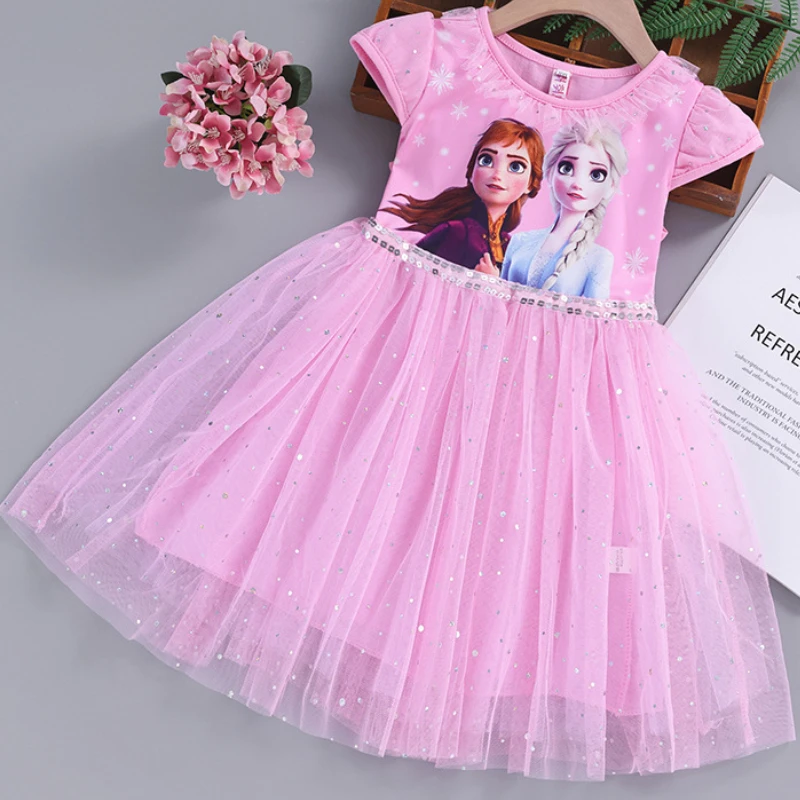 Летнее платье для девочек, детская одежда, платье принцессы Анны Эльзы, костюм Снежной королевы для косплея, детский новогодний праздничный костюм