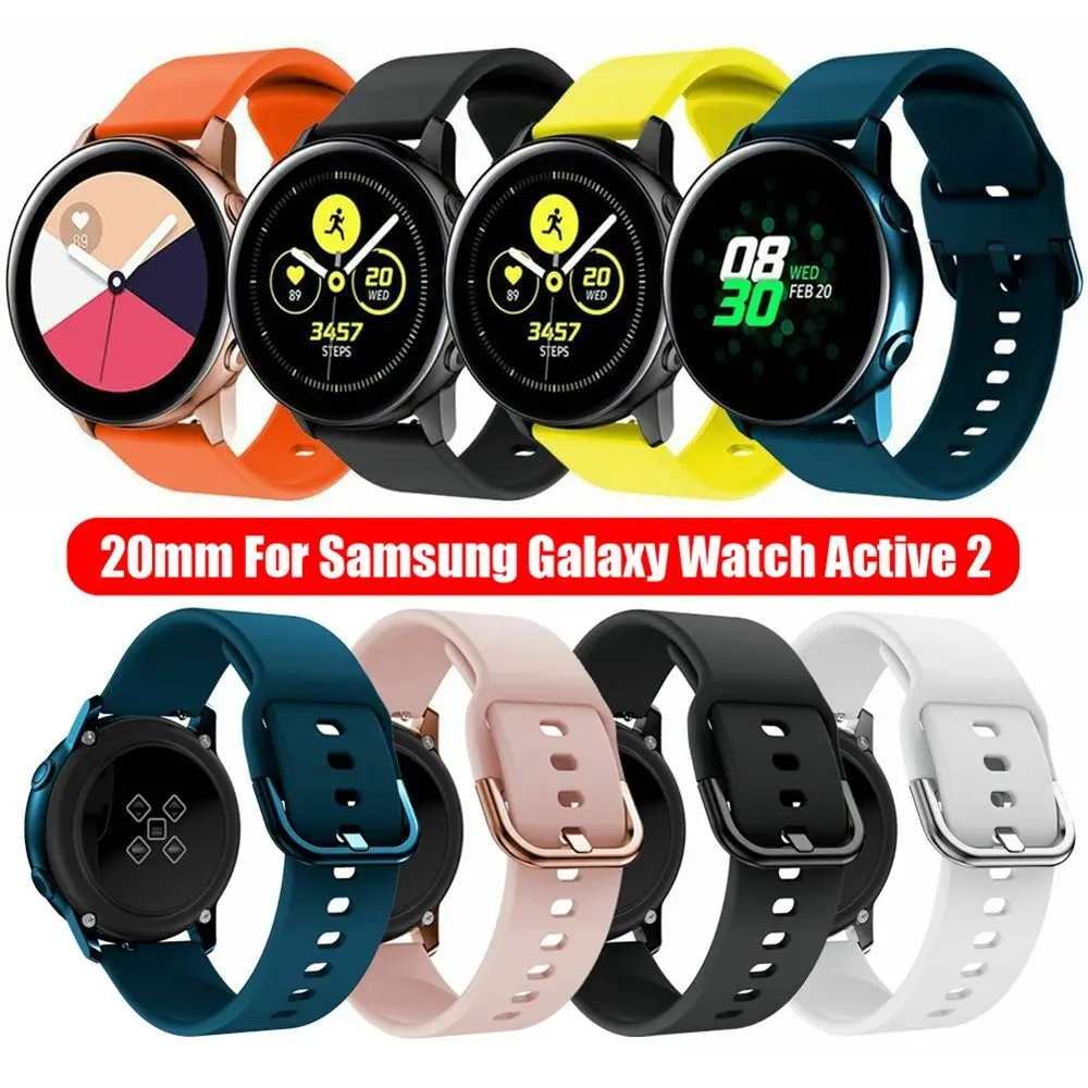 Классический спортивный браслет, сменный ремешок 20 мм, силиконовый ремешок для Samsung Galaxy Watch Active 2 42 мм