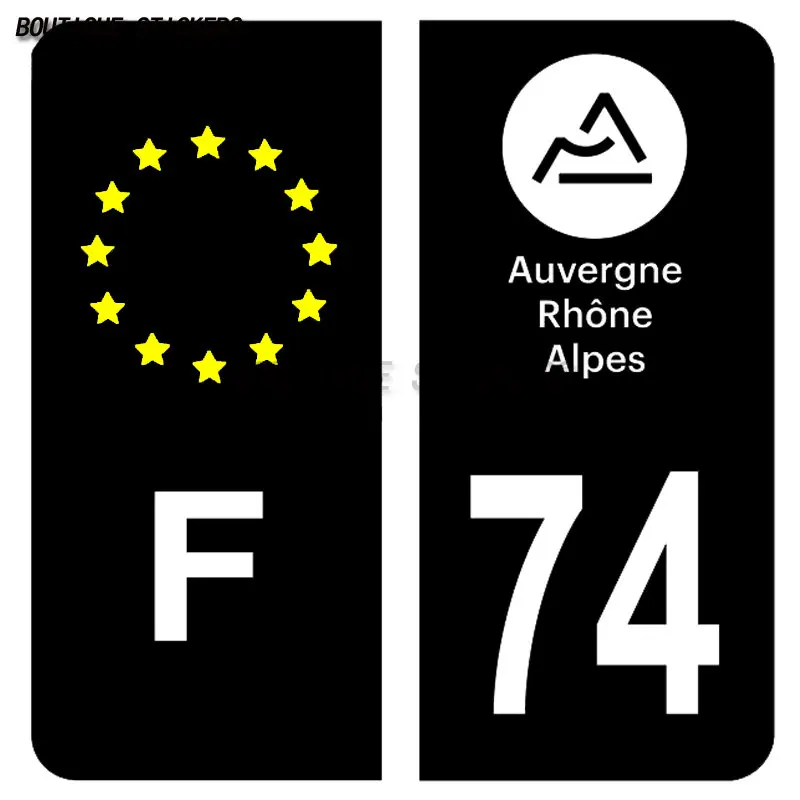 Бутик Наклейка С Номерным Знаком Черный Синий & F Europe03 Allier01 Ain 74 Haute Savoie Noir & F EU Водонепроницаемая Наклейка из ПВХ