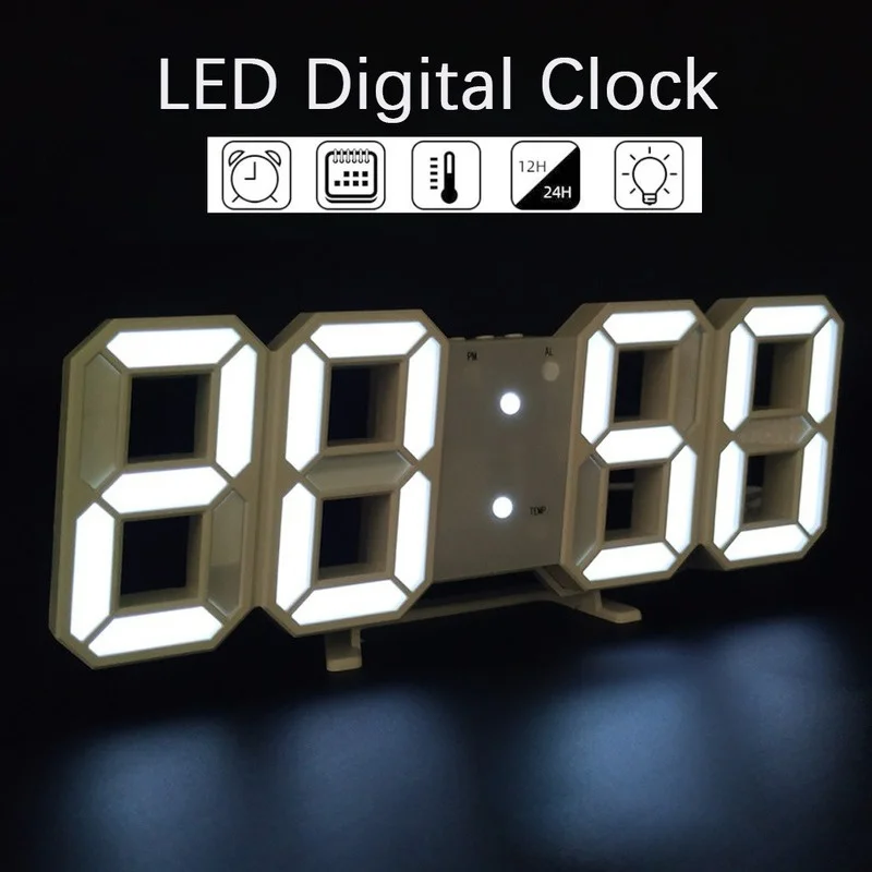3D светодиодные цифровые настенные часы Дата Время Цельсий Ночной дисплей Настольные Настольные часы Будильник Для украшения дома в гостиной