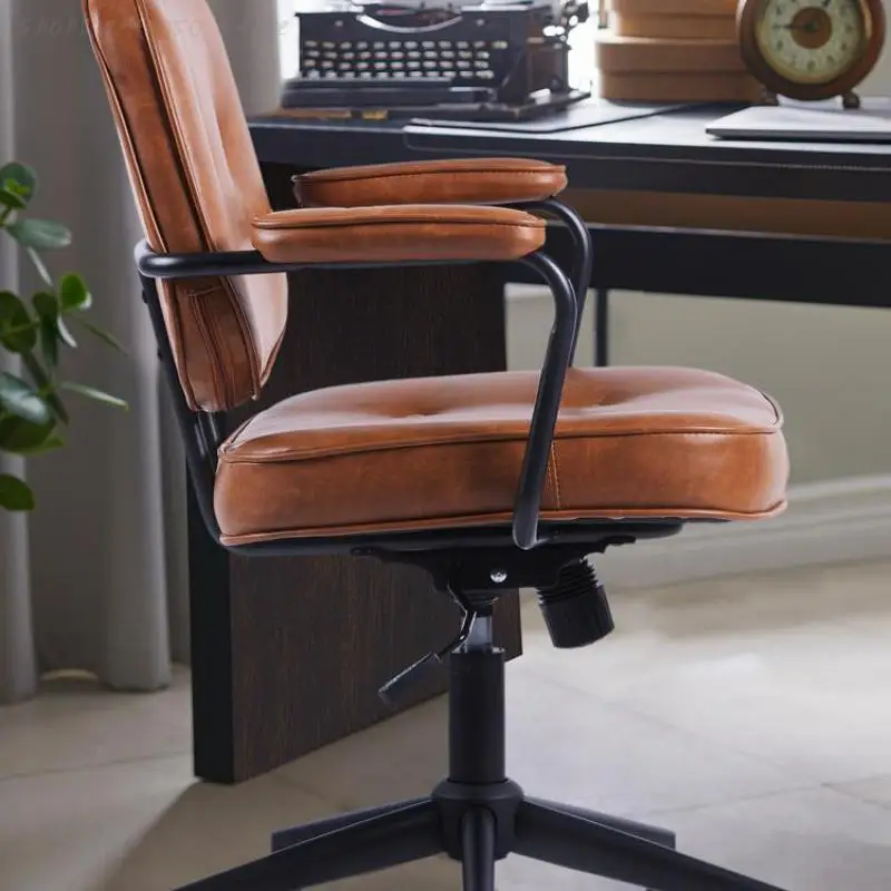 Офисный стул Удобная Сидячая Кожаная Спинка Домашний Офисный стул Письменный Стул Компьютерный стул для учебы