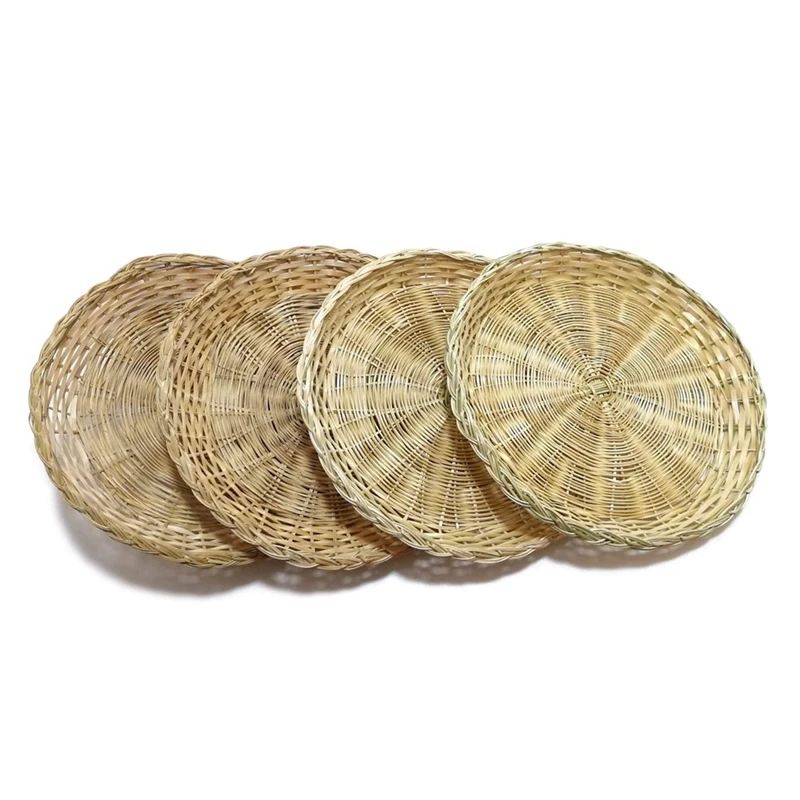 6шт Бамбуковый держатель для бумажных тарелок - 10-дюймовый круглый тканый держатель для тарелок, многоразовые держатели для бумажных тарелок для пикника