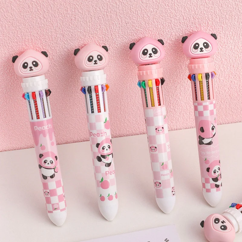 Милый Мишка 0,5 мм, 10-цветная шариковая ручка, Мультяшное нажатие, Многоцветная ручка, Пишущий пресс, Шариковая ручка, Стационарные принадлежности