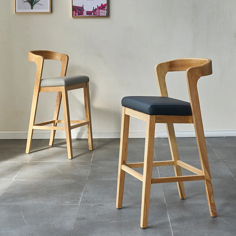 барные стулья из дерева в скандинавском стиле Бытовые Простые Современные дизайнерские барные стулья из дерева роскошные Барные стулья с высокими Ножками Кухонная мебель HY