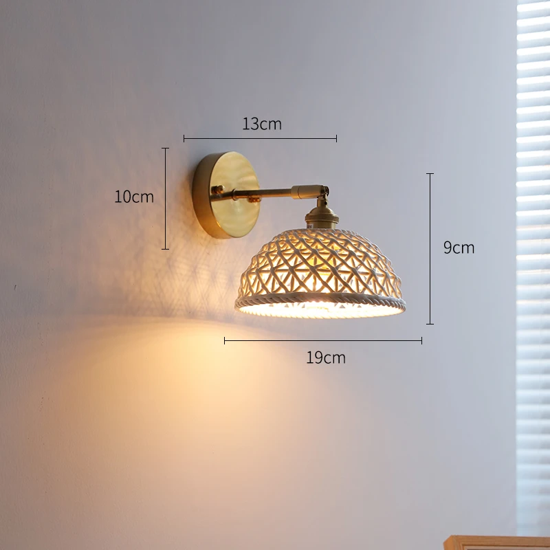 Белая керамическая светодиодная лампа Рядом с выключателем на цепочке В спальне, гостиной, зеркале, Светло-медном скандинавском современном настенном бра Luminaira