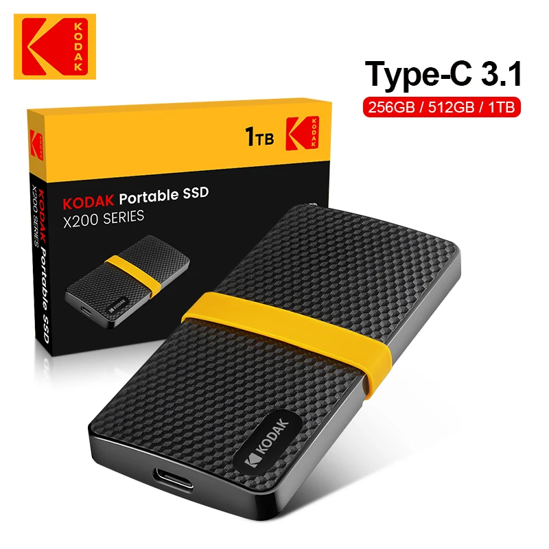KODAK X200 Внешний SSD Жесткий Диск HD Externo 1 ТБ USB3.1 Мини Портативный SSD 256B 512 ГБ 1 ТБ для ноутбуков Смартфонов PS4 ПК MAC TV