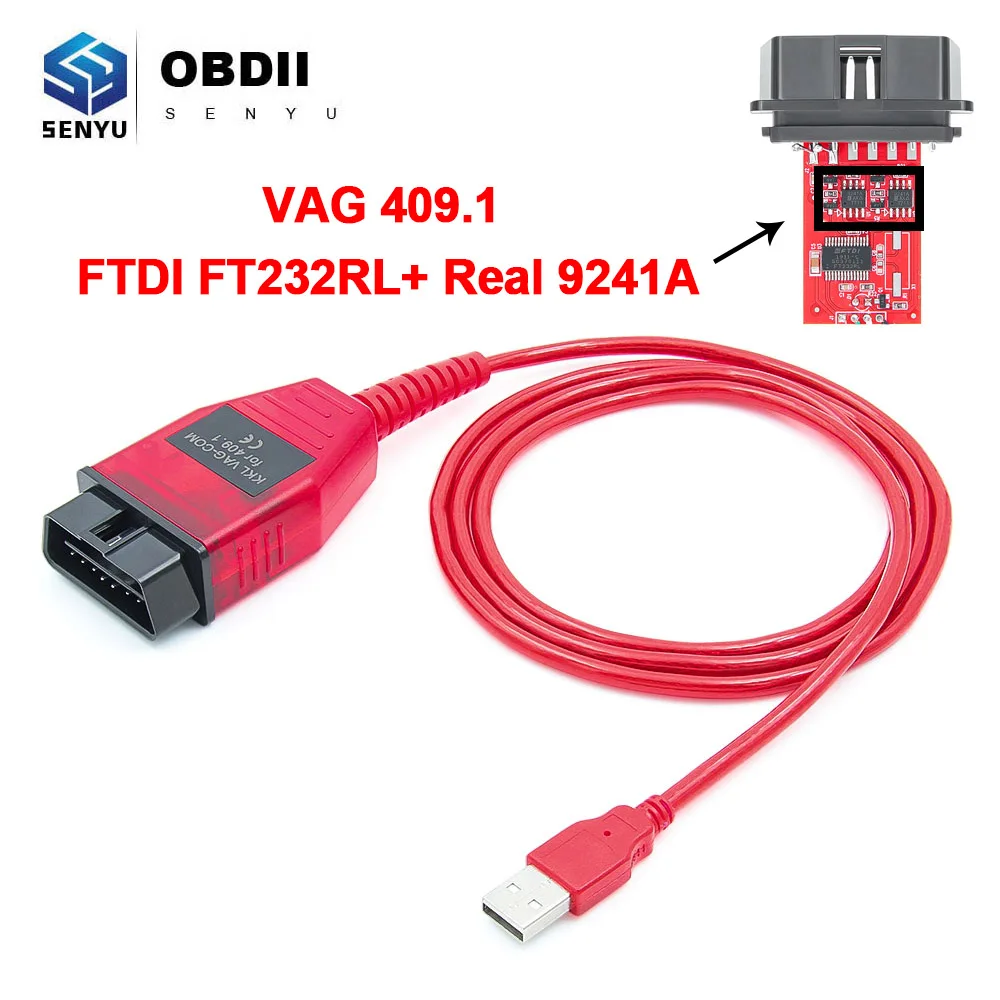 VAG 409.1 COM KKL 409 FTDI FT232RL Real 9241A K line OBD 2 Интерфейсный Кабель Для Автомобильных Диагностических Инструментов OBD2 Для VW/Audi/Skoda/Seat