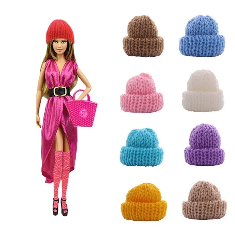 5шт Случайная шапочка для куклы Барби, Вязаная милая шапочка, головные уборы для кукол Барби, Аксессуары для кукол нашего поколения, подарок, Детская игрушка 