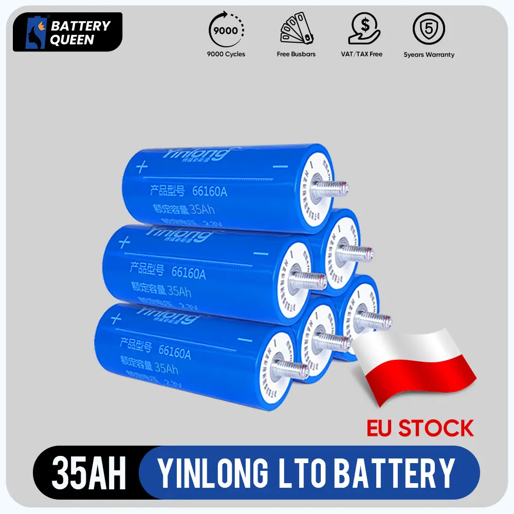 Аккумулятор LTO на Складе в ЕС 35Ah Yinlong 66160 2.3V 2.4V Литий Железный 2.8 V Реальной Емкости Оригинальный Элемент для Автомобильного Аудио Солнечной Энергии