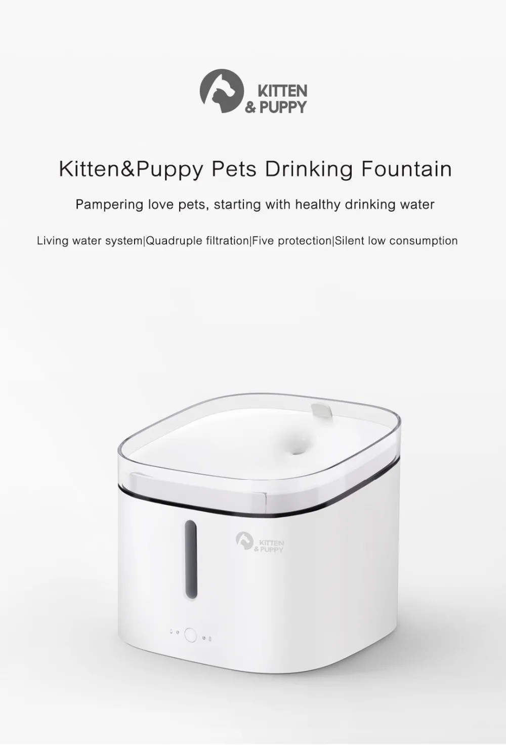 Диспенсер для воды для котенка, щенка, домашнего животного, фонтан для живой воды для кошек, электрический фонтан объемом 2 л, автоматическая Умная поилка для собак Для приложения Mijia