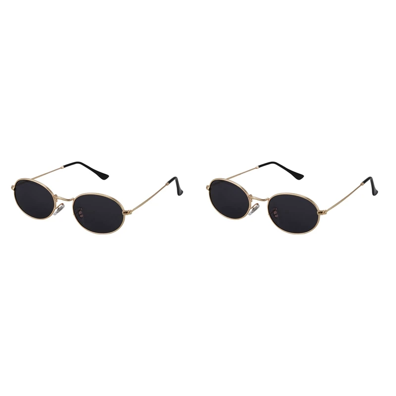 2X Овальные солнцезащитные очки мужские женские винтажные мужские женские Ретро солнцезащитные очки Круглые очки S8006 Золотая оправа Черный
