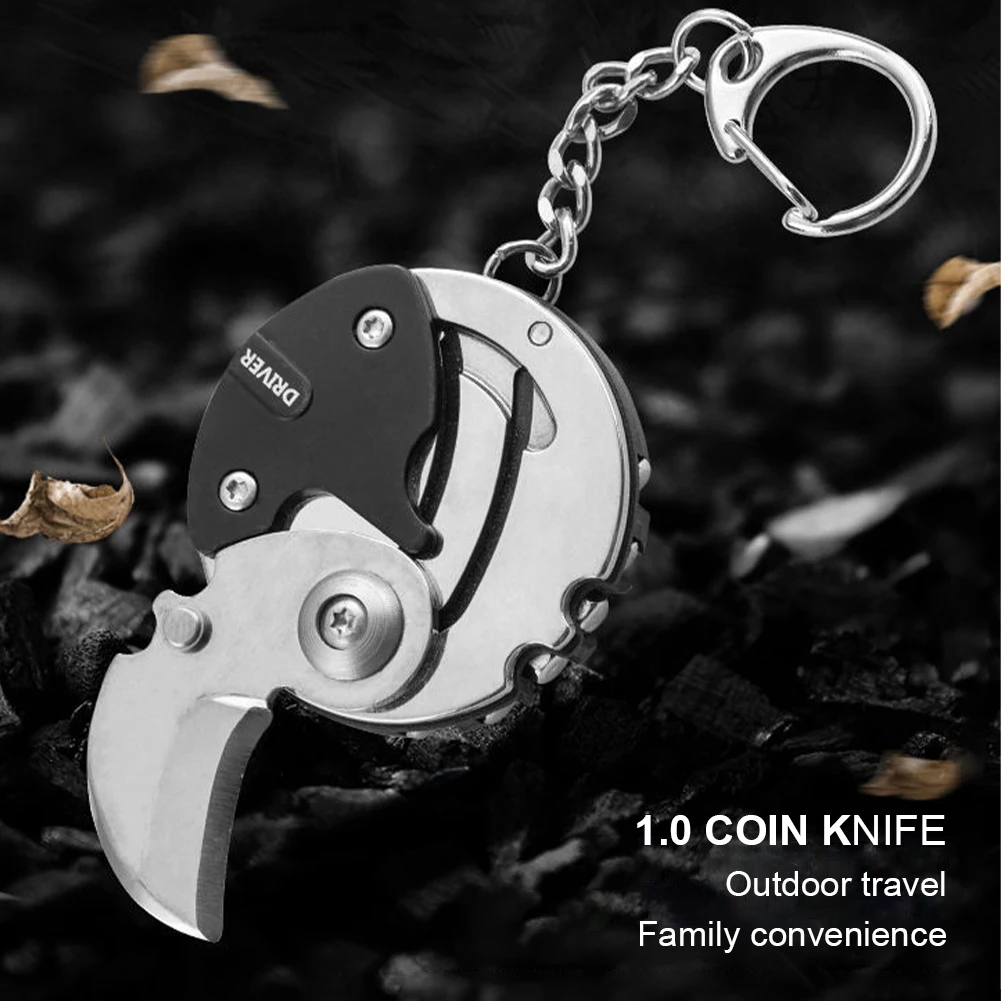 Новый многофункциональный складной нож для охоты за монетами, шестигранный брелок, нож-бабочка, карманный складной мини-нож для выживания на открытом воздухе.