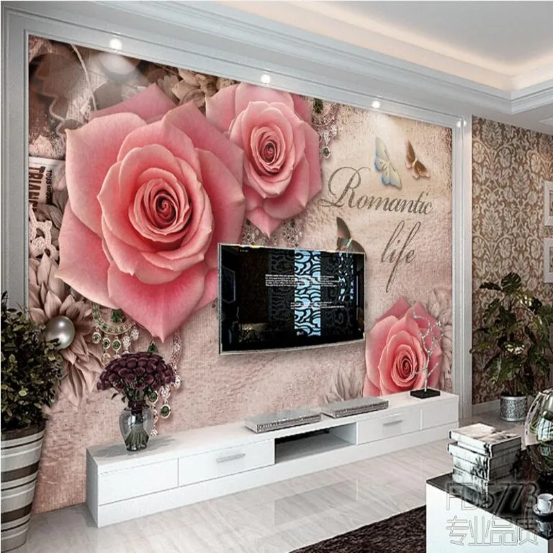 большая фреска wellyu на заказ, новые ретро трехмерные украшения с розами, ТВ-фон, обои из нетканого материала