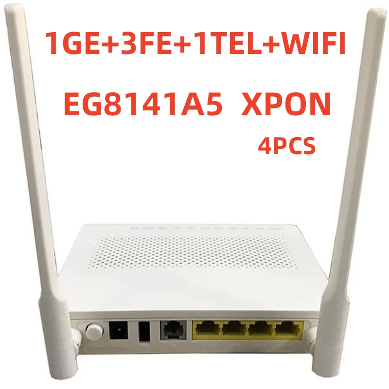 4шт Новый EG8141A5 и Мощность GPON EPON XPON ONU Модем FTTH ONT Маршрутизатор 1GE + 3FE + 1Tel + 2.4 G Wifi Английское Программное обеспечение