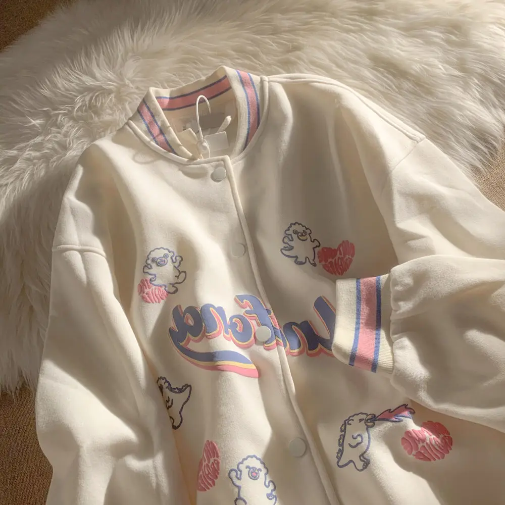 Винтажный y2k, милый Дизайн с буквенным принтом, Нишевая куртка, Бейсбольная форма, Женские Осенне-зимние Новые Корейские пальто, женские
