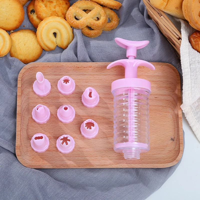 1 набор печенья, розовый торт декоративные DIY инструменты пластиковые советы крем пистолет кондитерский шприц экструдер, кухня кондитерские насадки гаджет