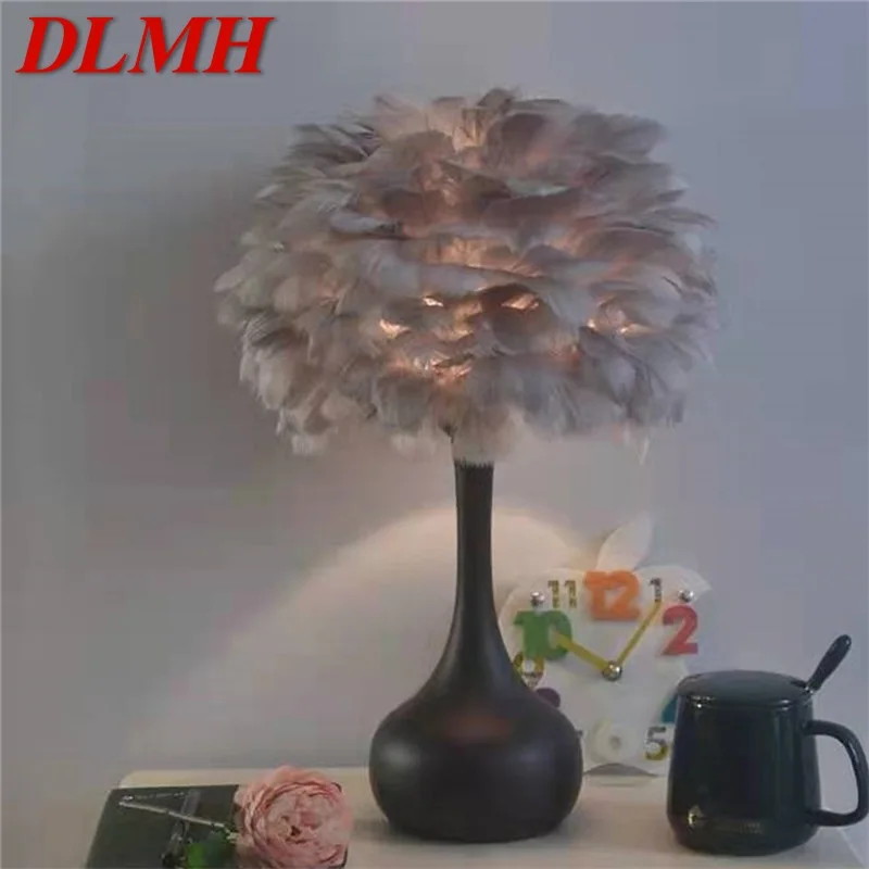Креативные настольные лампы DLMH, современные настольные светильники из перьев для украшения дома, гостиной, спальни