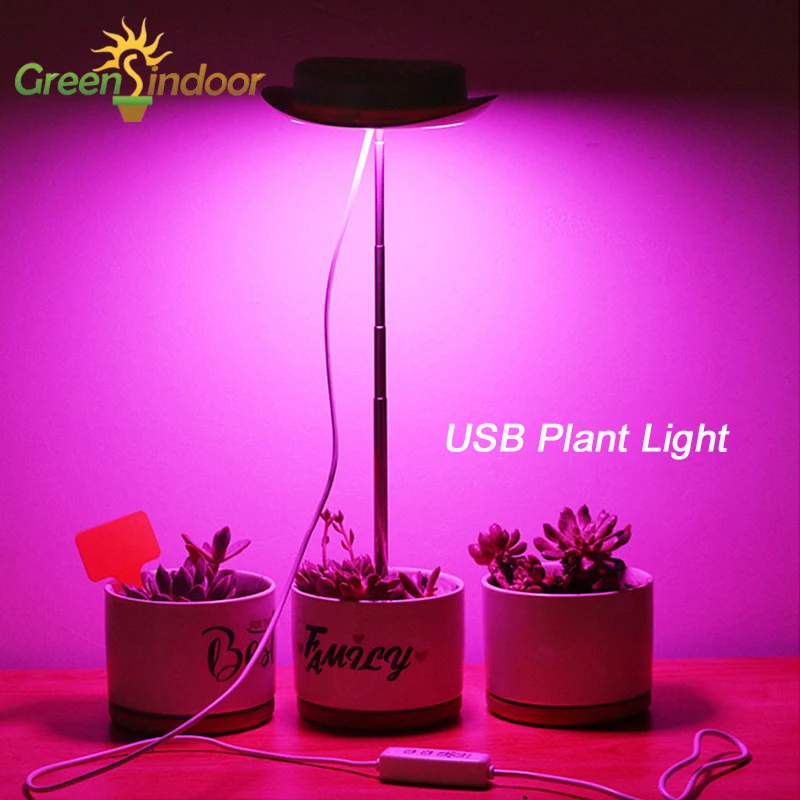 GREENSINDOOR Timer Светодиодные Лампы Для Выращивания Гидропоники Суккулентные USB-Лампы для Растений с Подставкой Комплект для Выращивания в помещении для Growbox Red Led
