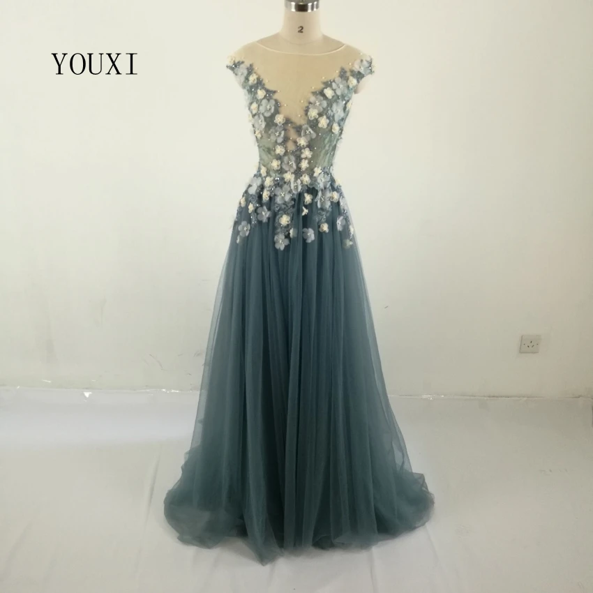 Реальное фото Вечернее платье с длинными рукавами, прозрачная спинка, бисероплетение, цветы, жемчуг, вечерние платья ручной работы для выпускного вечера