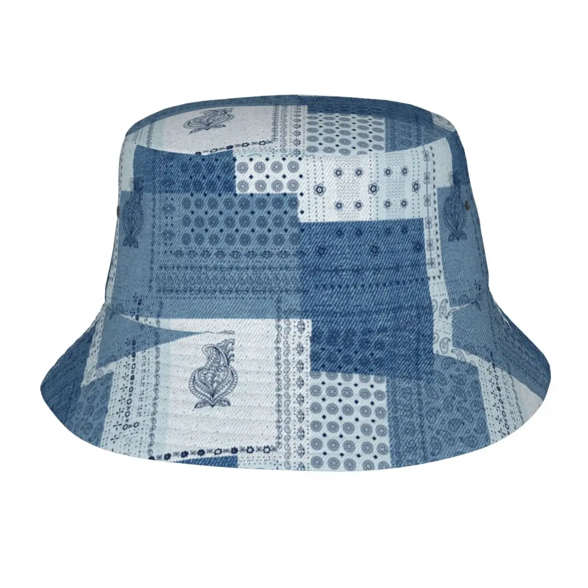 Мужская панама из денима в стиле Пэчворк с рисунком Пейсли, летние головные уборы для пляжного отдыха, Походная Шляпа для рыбалки, шляпа-боб
