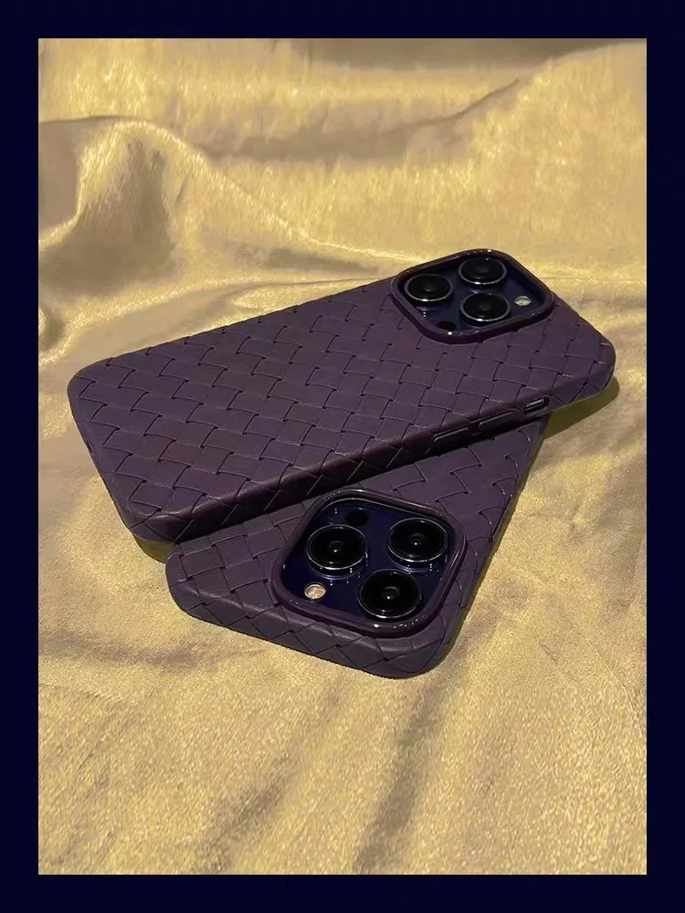 Фиолетовый плетеный чехол для мобильного телефона, отводящий тепло, подходит для iPhone 13, 11, 12, soft и soft XS