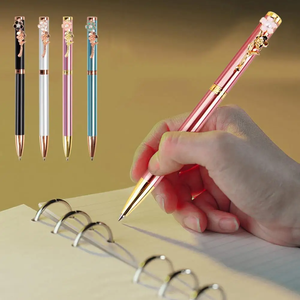 Металлическая шариковая Ручка, Твердая Шариковая Ручка, Сменный Подарок для пополнения, Изысканная Шариковая ручка с зажимом из искусственного жемчуга в форме Сакуры