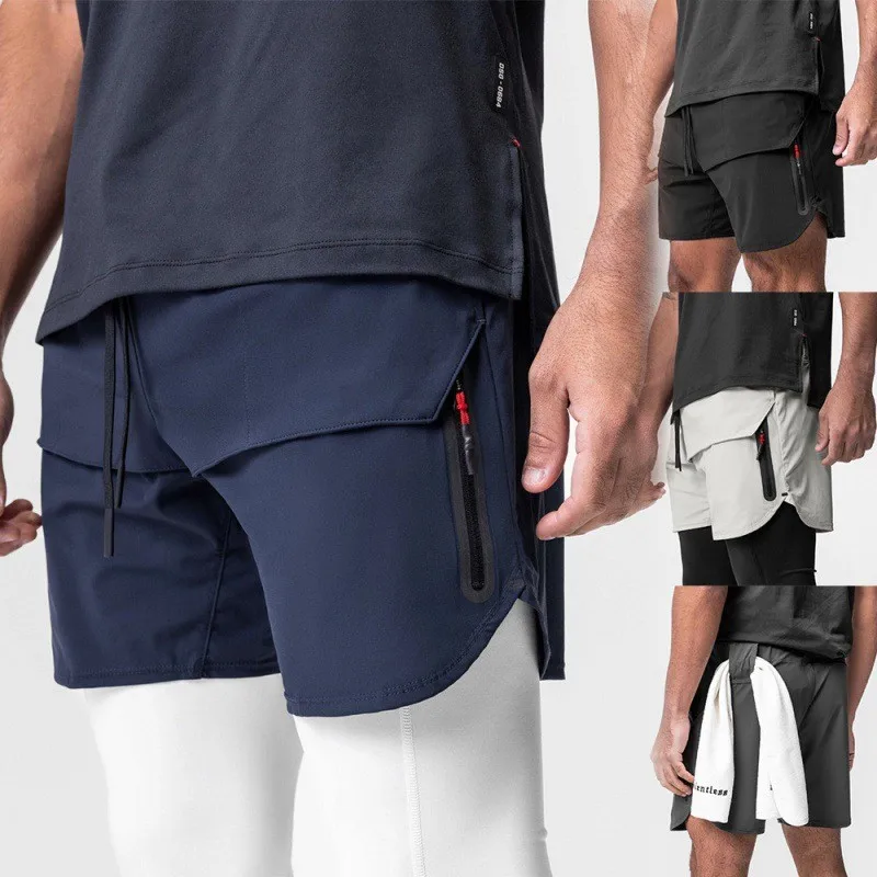 Американские тренировочные шорты, мужские летние новые быстросохнущие эластичные брюки для фитнеса на открытом воздухе, но до колена, спортивные пятиточечные брюки для бега