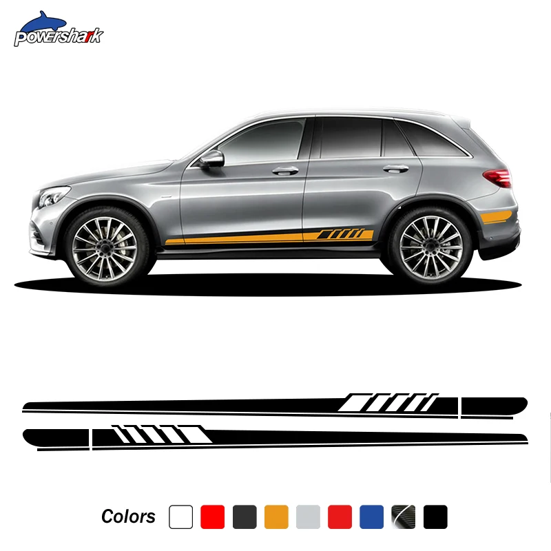 Комплект из 2 предметов, Наклейка На Юбку С Боковыми Полосками На 1 Дверь Для Mercedes Benz GLC Class X253 C253 Coupe GLC250 GLC300 GLC63 AMG Аксессуары