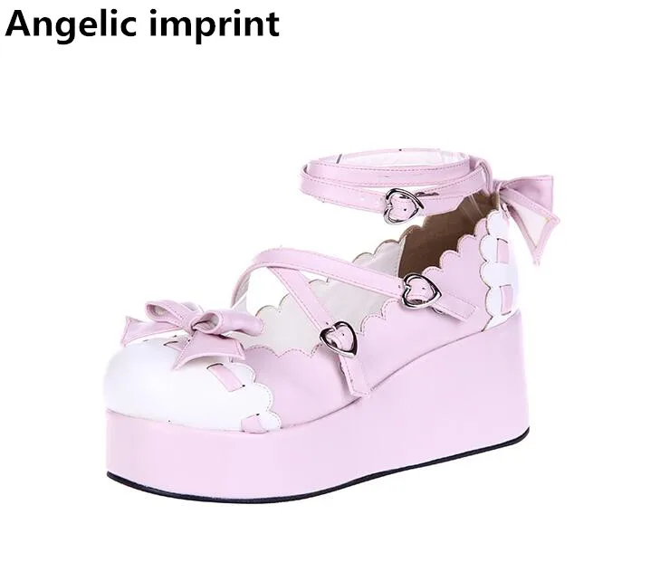 Женский ангельский отпечаток mori girl/обувь для косплея в стиле Лолиты, женские туфли-лодочки на высоком тонком каблуке, женское платье принцессы, вечерние туфли, кружевные банты