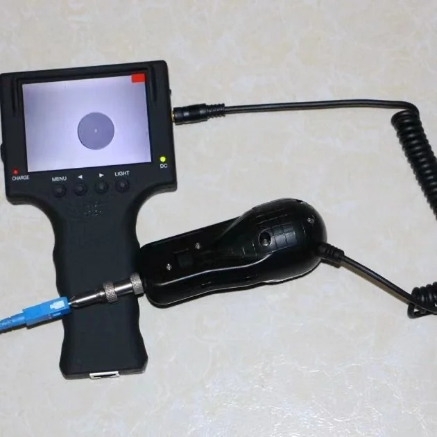 Портативная видеолупа с оптическим волокном 200x Ручной модуль обнаружения конца оптического волокна Фланцевый микроскоп устройства