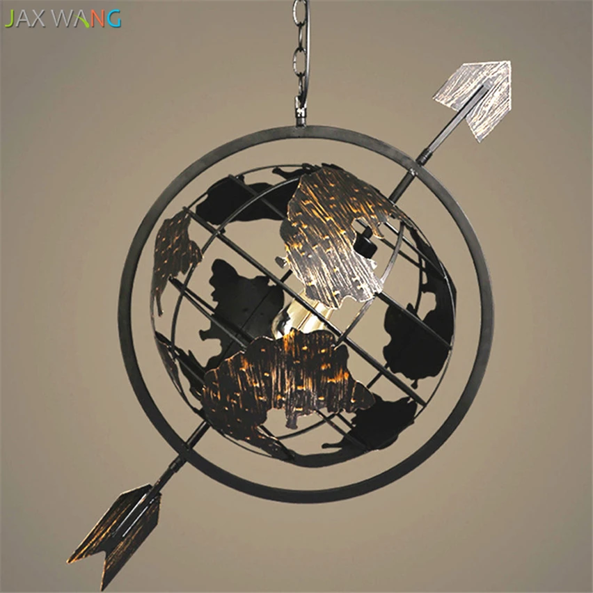 Скандинавская Современная творческая личность, подвесной светильник Earth Globe Arrow, Железный подвесной светильник для гостиной, ресторана, бара, домашнего декора.