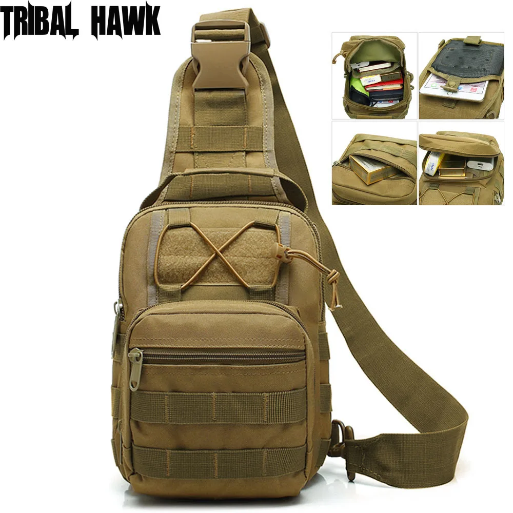 Военно-тактическая сумка через плечо, Камуфляжная уличная Армейская военная сумка-слинг, рюкзак Molle для кемпинга, охоты, путешествий, Нагрудная сумка