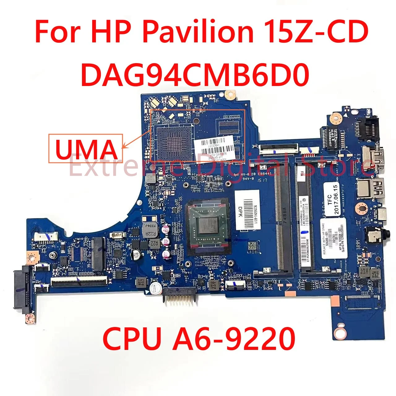 Для материнской платы ноутбука HP Pavilion 15-CD DAG94CMB6D0 с A6-9220 протестирован на 100%, полностью работает