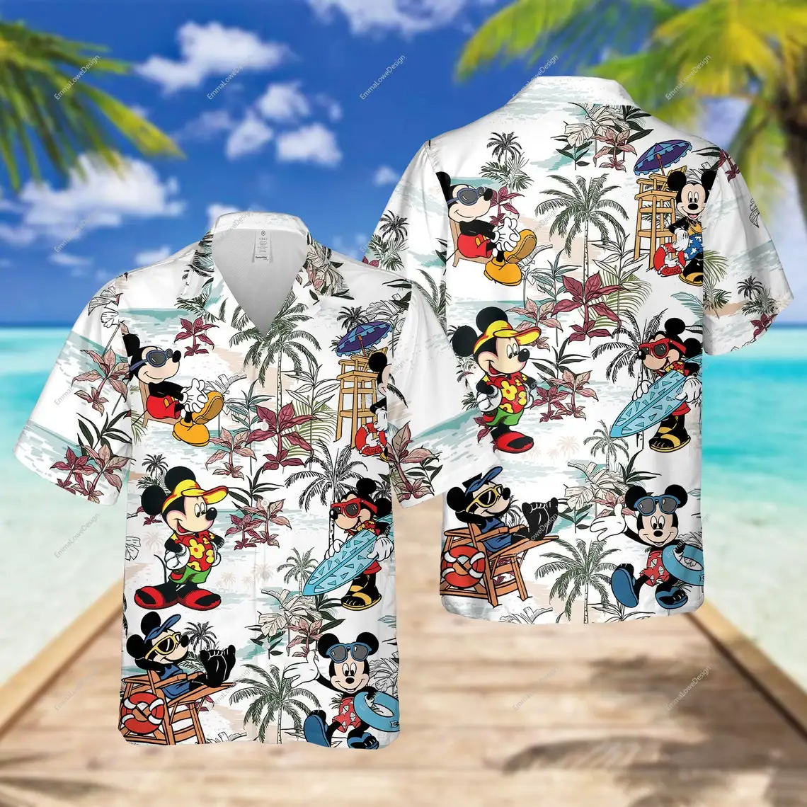 Гавайская рубашка с Микки Маусом, Шорты, Новая Летняя Гавайская рубашка с коротким рукавом и пуговицами, Пляжные шорты, Гавайская рубашка Disney Trip