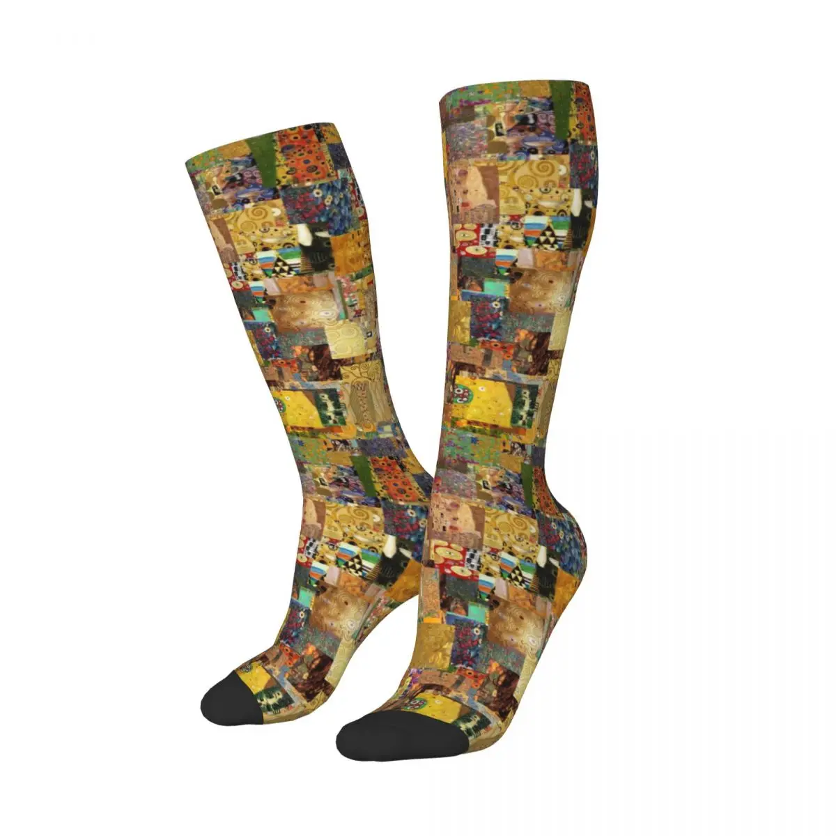Забавные носки с рисунком Густава Климта для девочек, Женские Эластичные Спортивные Чулки до бедра
