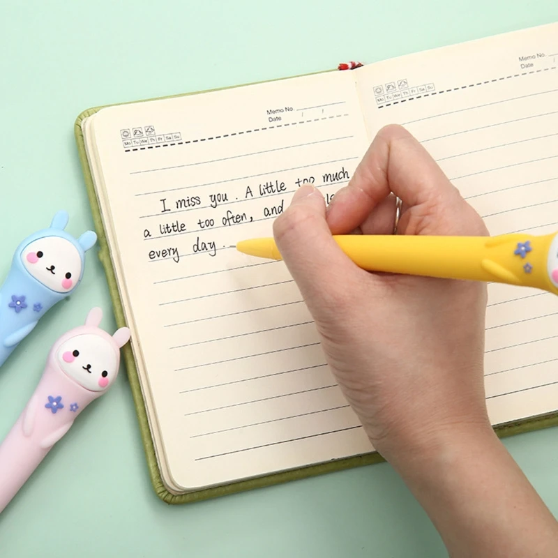 Очаровательная Гелевая Ручка с Кроликом 0,5 мм для Записи в Дневник Тонкие Ручки Офисные Школьные Принадлежности Подарки для Мальчика Подарок для Девочки 6 Шт W3JD